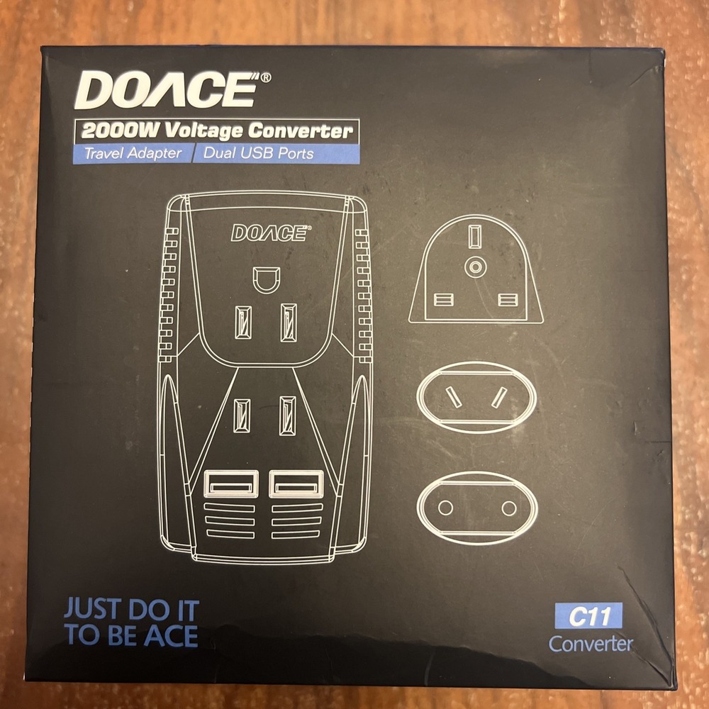 New Doace 2000w Voltage Converter Travel Adapter USB Ports EU/UK/AU/US